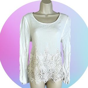 Monteau White Long Sleeve Blouse XL